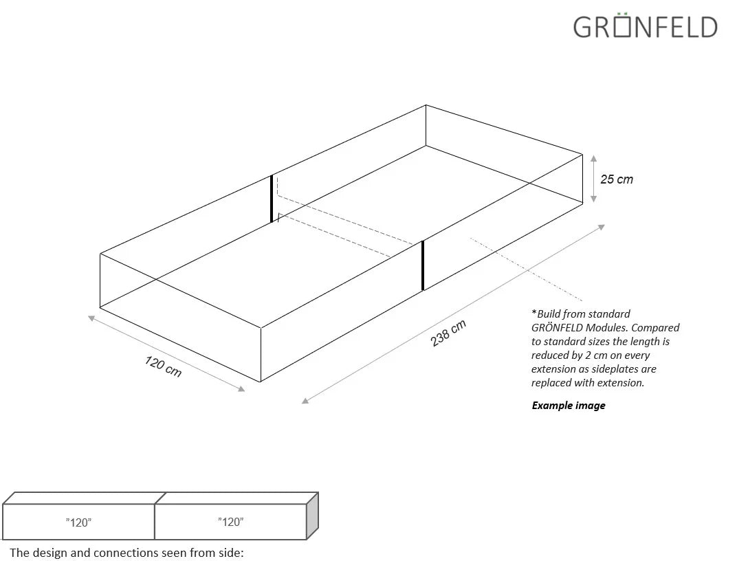 Moestuin- & Plantenbak Grönfeld  25 cm hgt. Aluminium Zwart